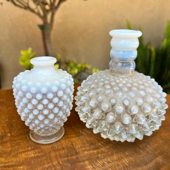 Fenton Other - Vintage Fenton Opalescent Glass Vases/ hobnail milk glass perfume bottles